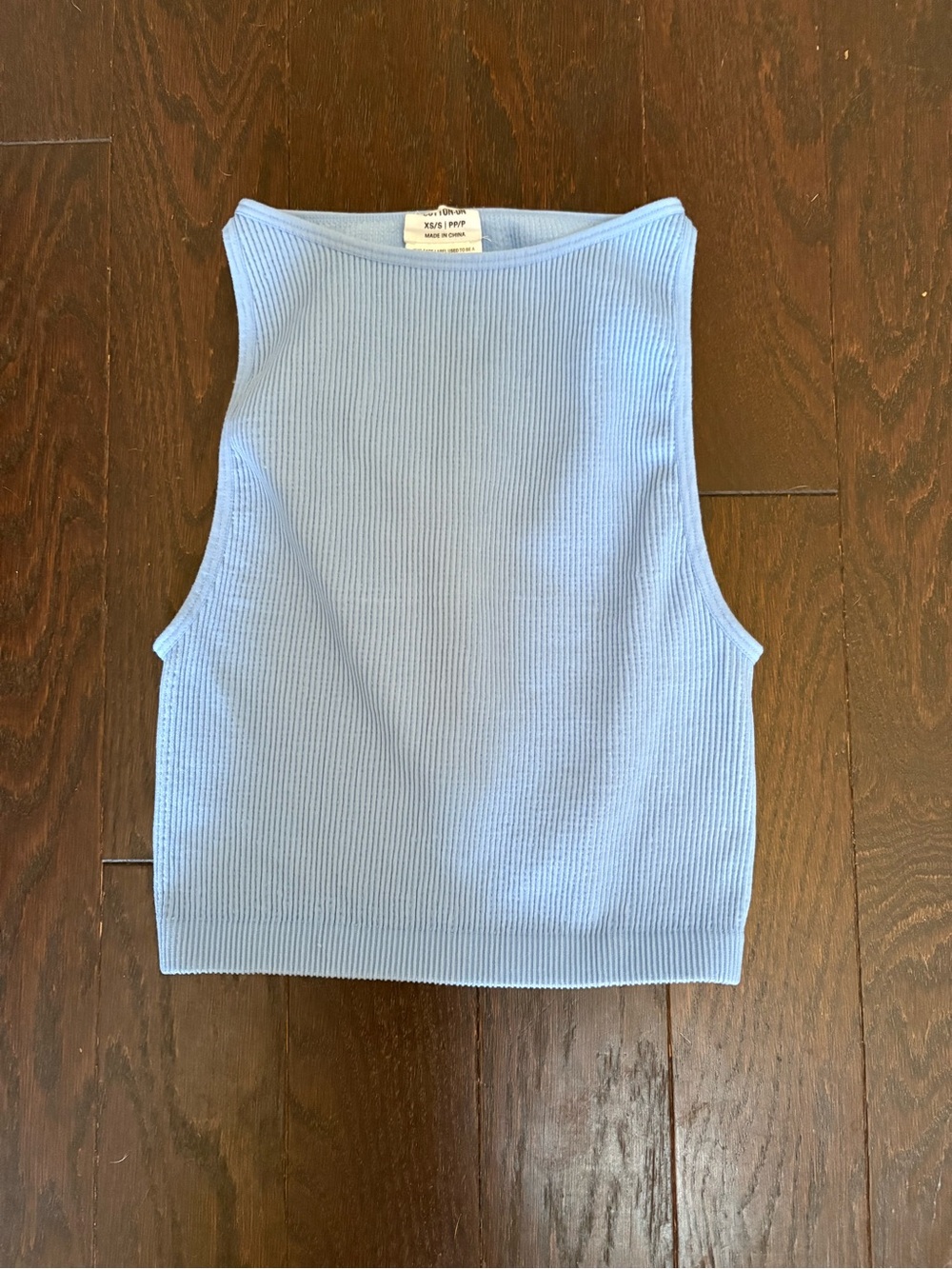 Cotton On Light Blue Ribbed Crop Tank